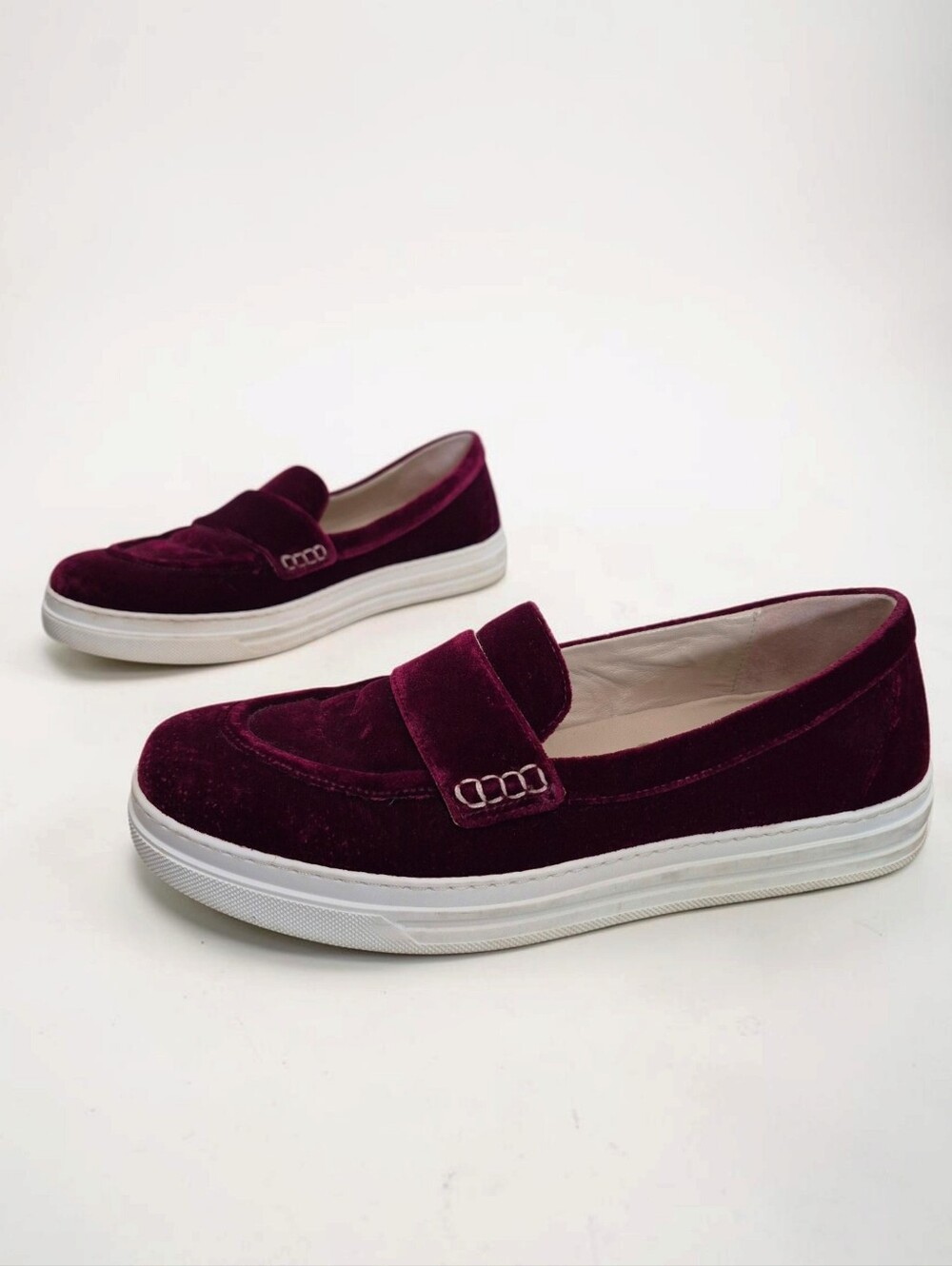 Boden Burgundy Velvet Platform Loafers Slip On trainers Shoes 41/ US 9.5 Preppy